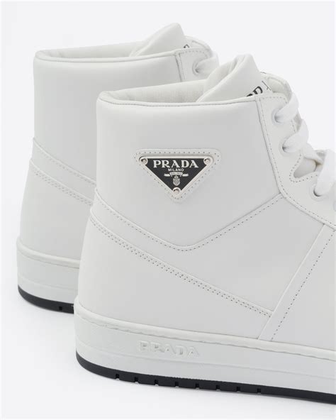 prada white shoes|Prada white high top sneakers.